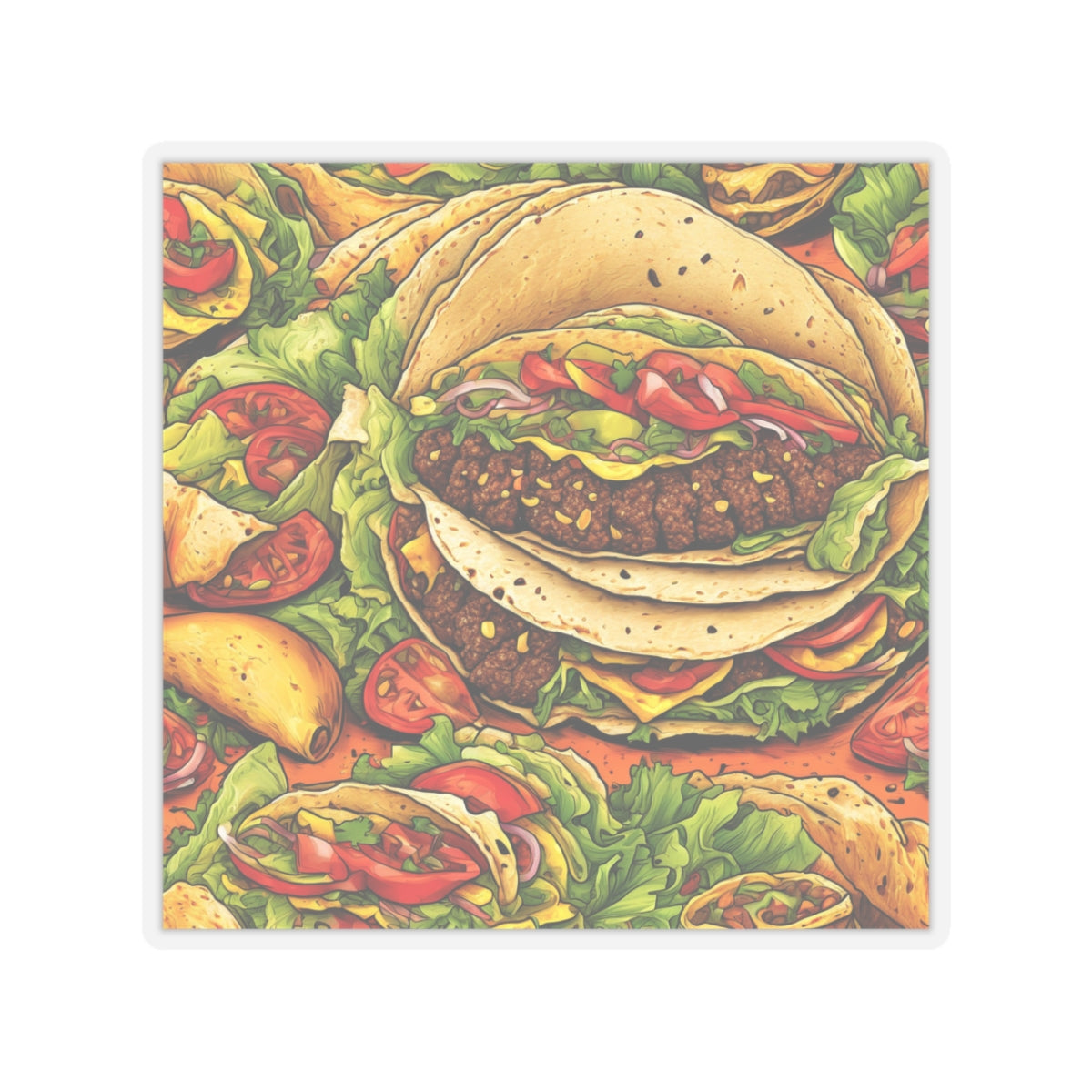 Stacked Taco Fiesta Foodie Gift Art Sticker
