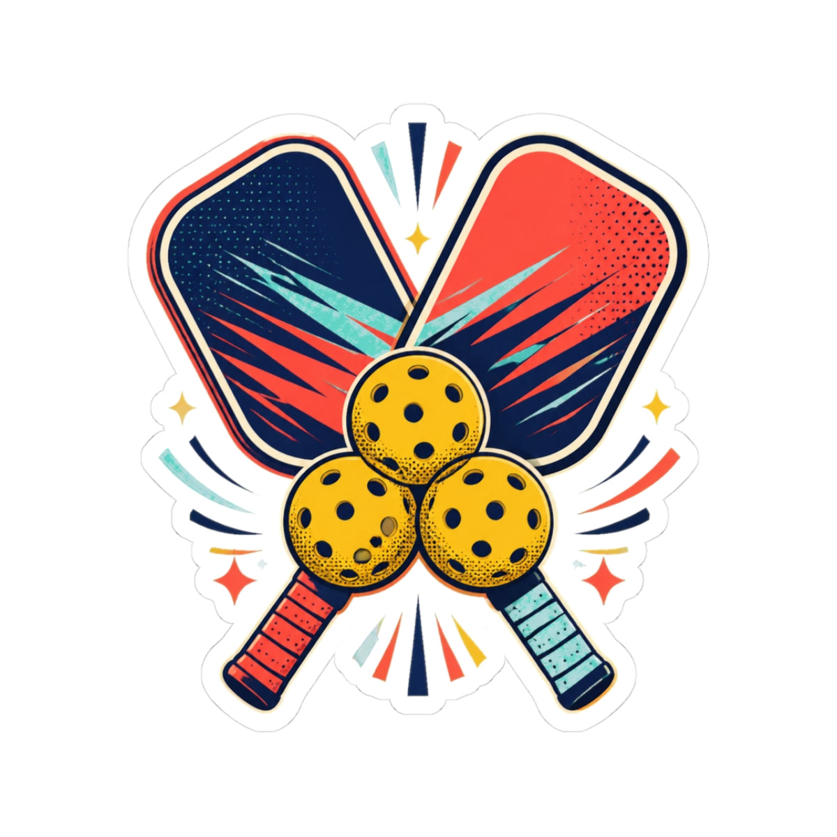 Retro Pickleball Paddles Recreational Sports Sticker