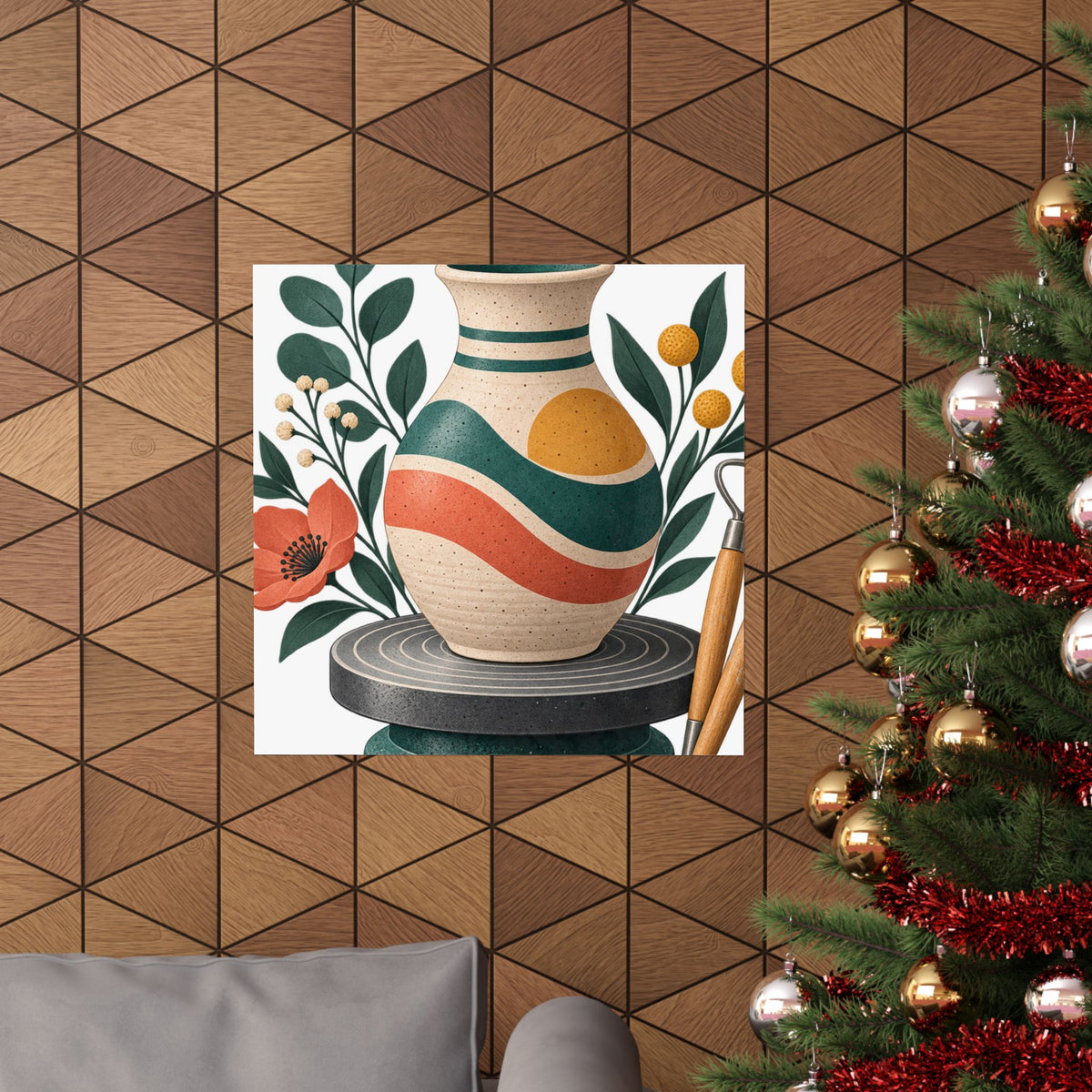 Midcentury Pottery Botanical Art Poster