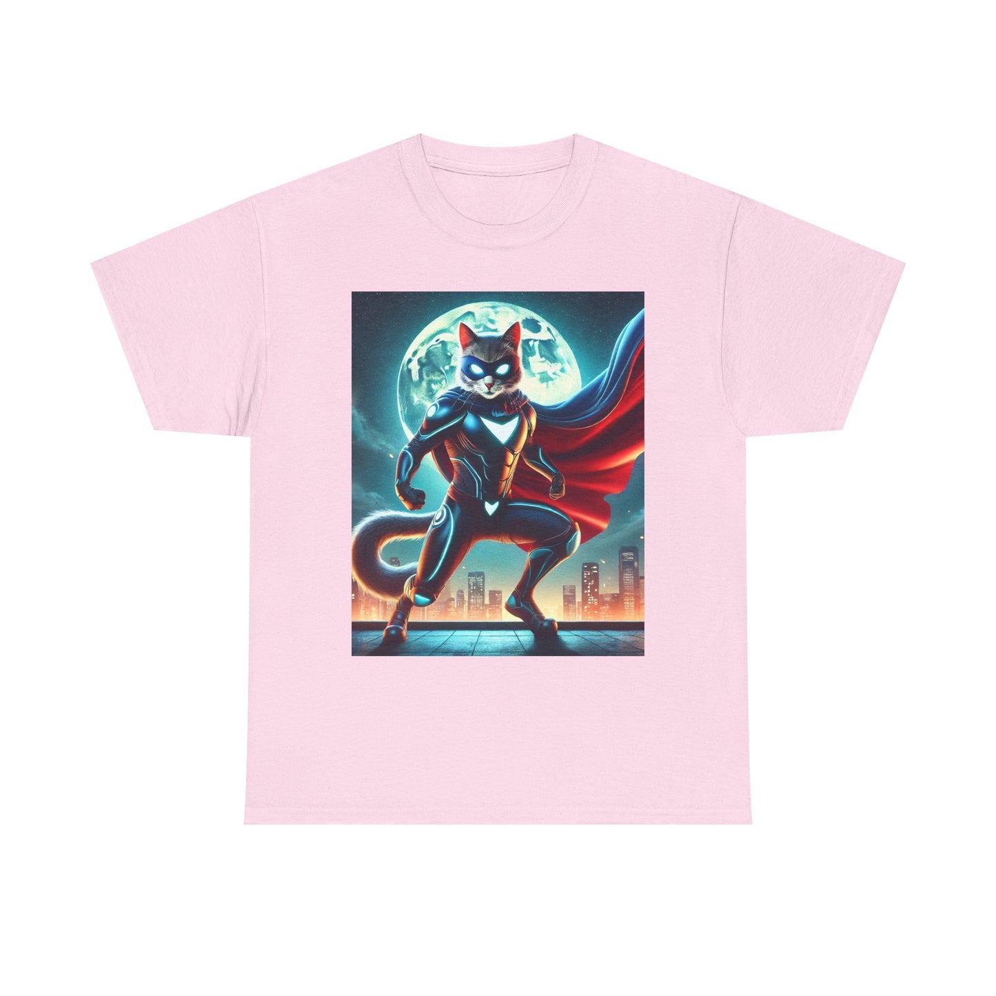 Superhero Cat T-Shirt Funny Graphic Tee with Cool Comic Style Design, Soft Cotton Casual Shirt Cat Lovers, Men, Women & Kids