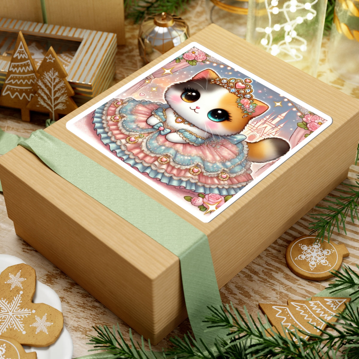 Pastel Princess Calico Cat Fantasy Sticker