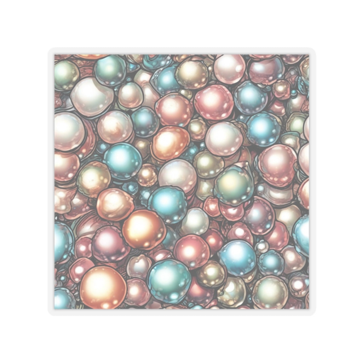 Rainbow Pearl Marble Abstract Gift Art Sticker
