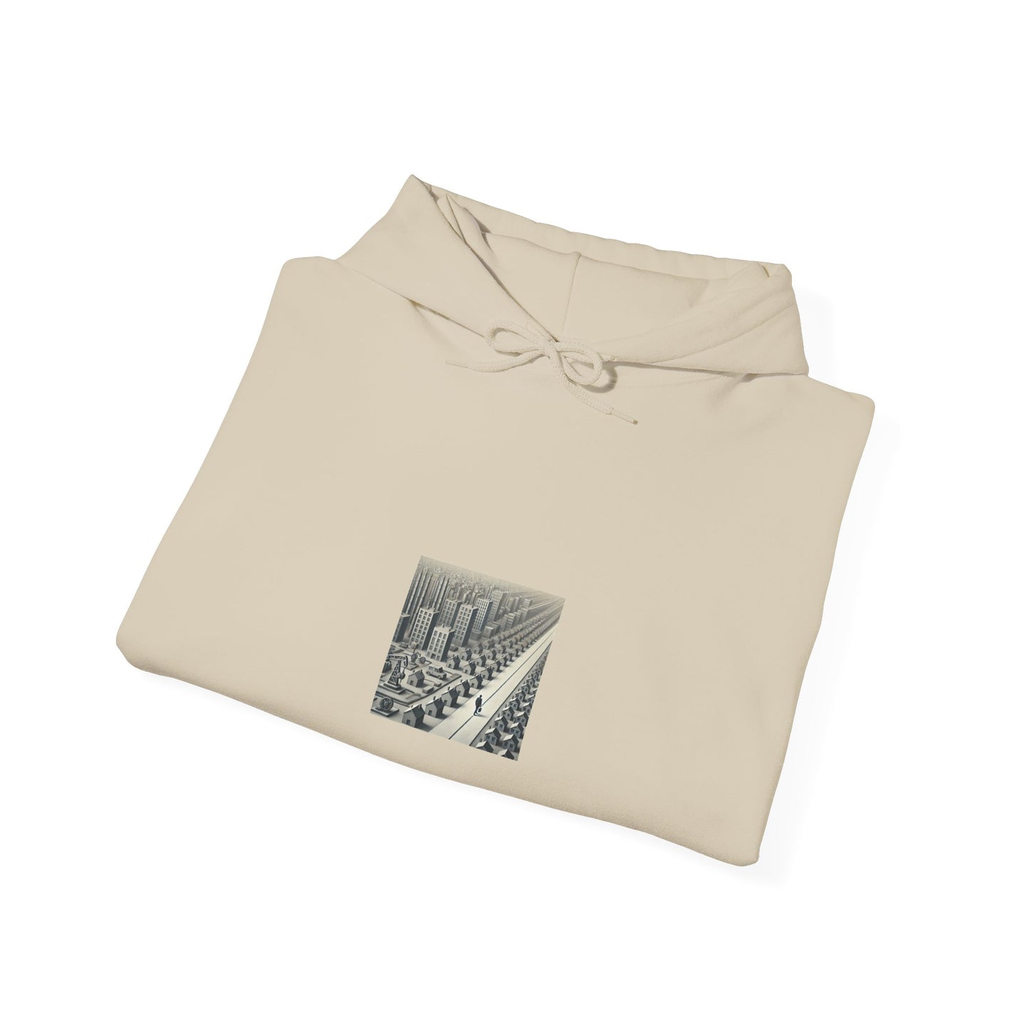 Monochrome Urban Factory Cityscape Graphic Hoodie Architecture Gift