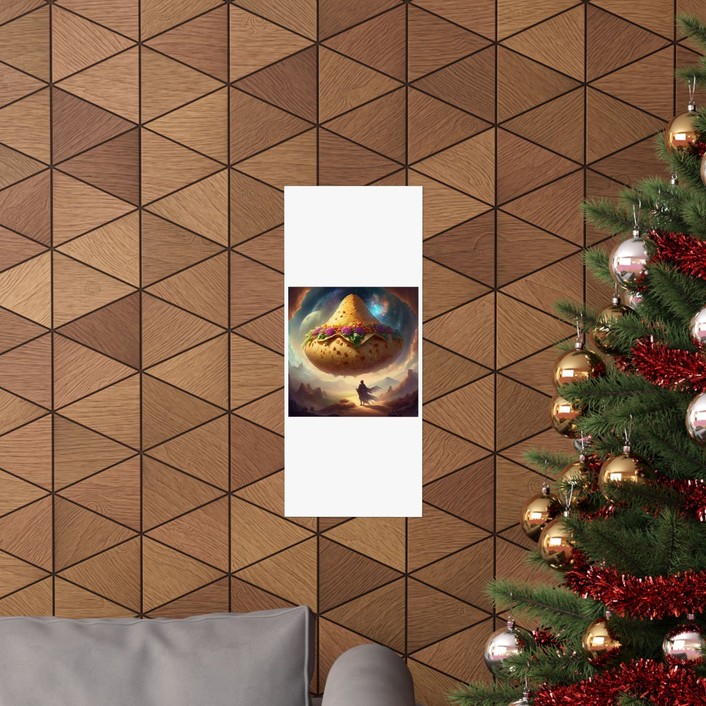 Cosmic Taco Planetoid Surreal Food Fantasy Art Poster