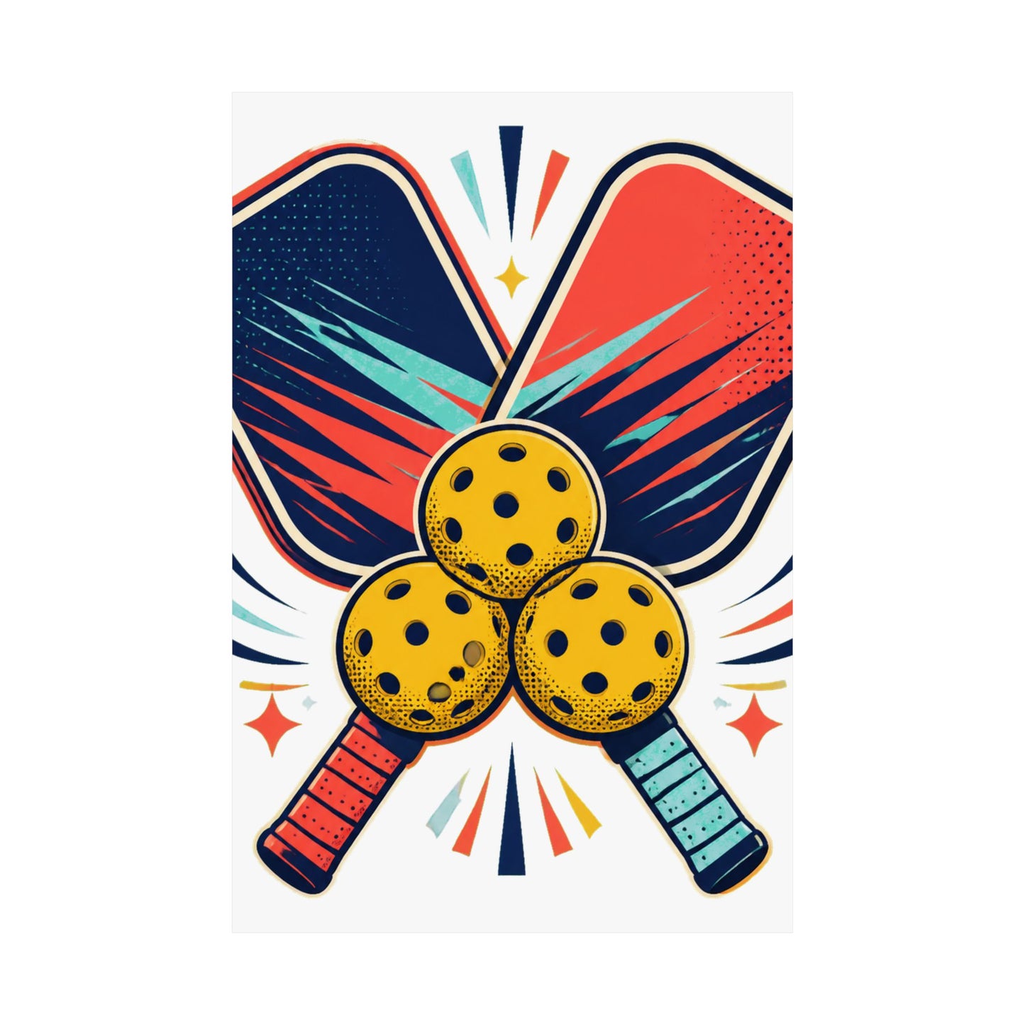 Retro Pickleball Paddles Recreational Sports Art Poster