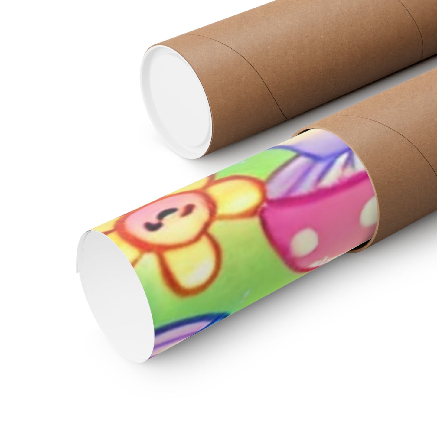 Pastel Panda and Bunny Rainbow Garden Wall Art Poster