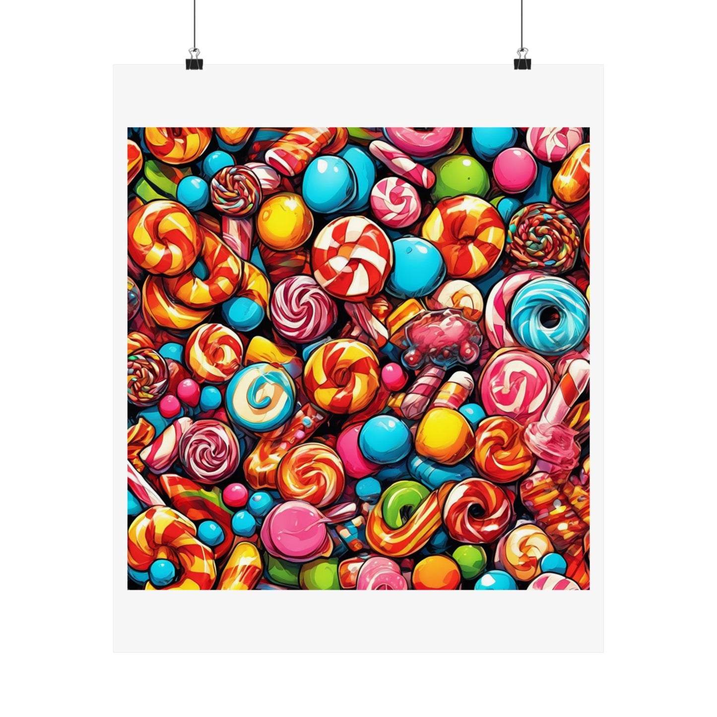 Colorful Candy and Lollipop Pattern Poster