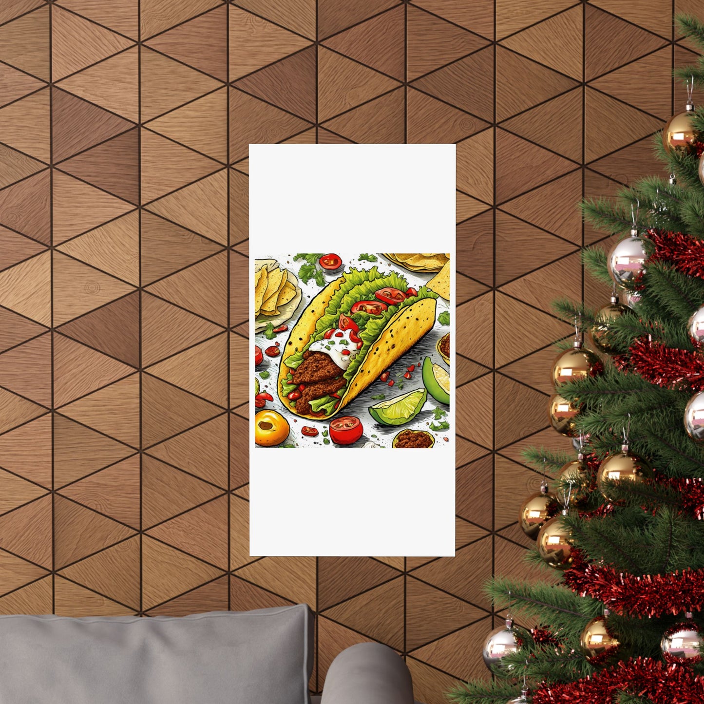 Bold Taco Illustration Foodie Gift Art Poster