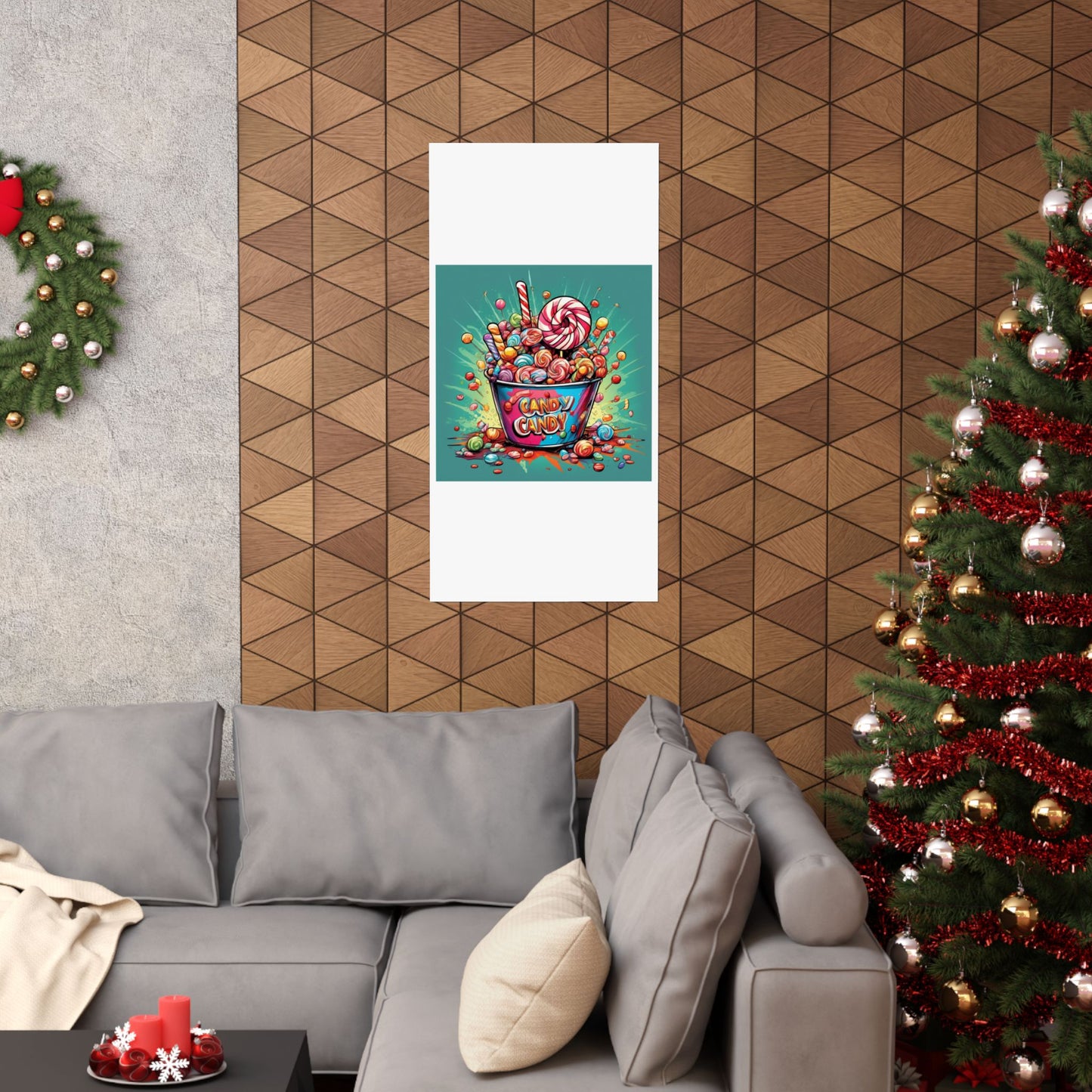 Holiday Candy Bucket Sweets Gift Art Poster