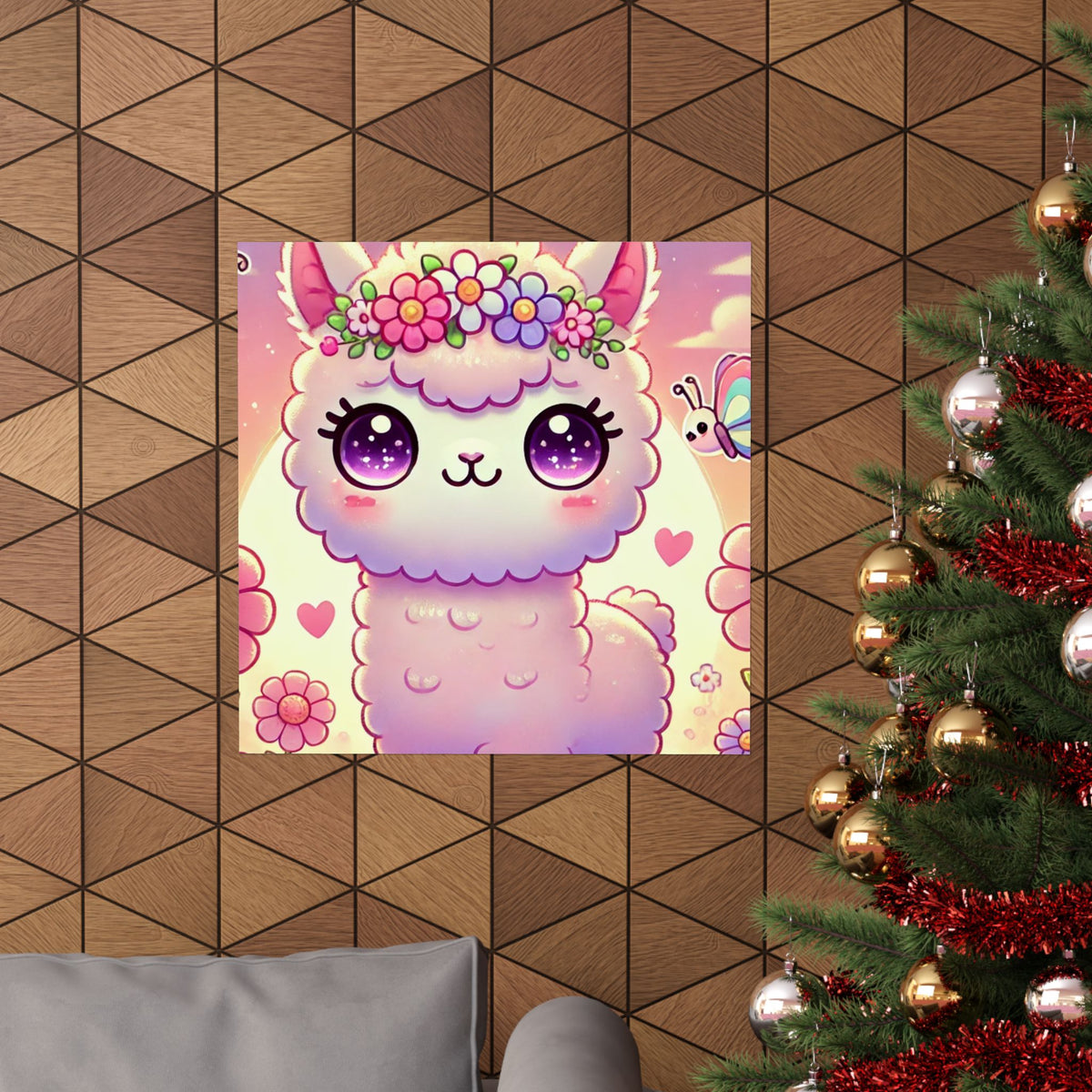 Pastel Floral Alpaca Garden Kawaii Wall Art Poster