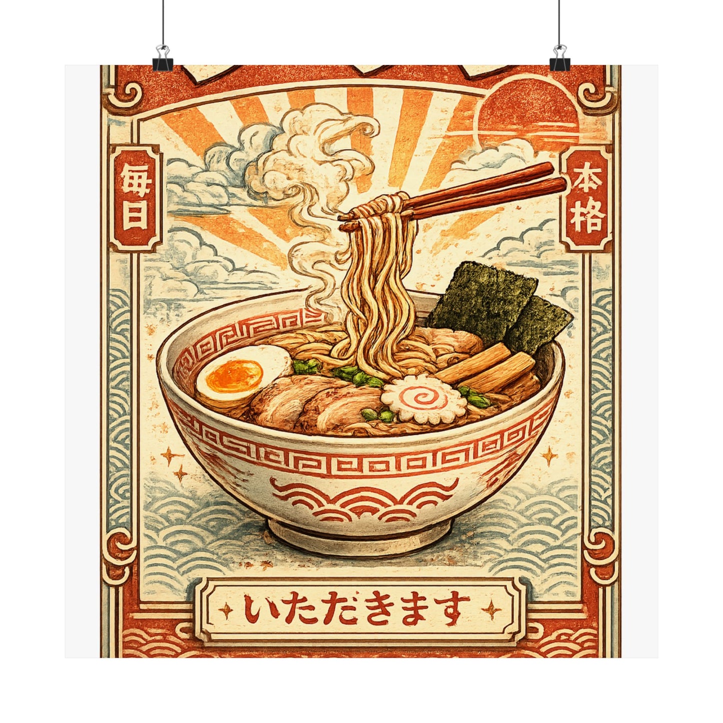 Vintage Ramen Bowl Japanese Food Art Poster