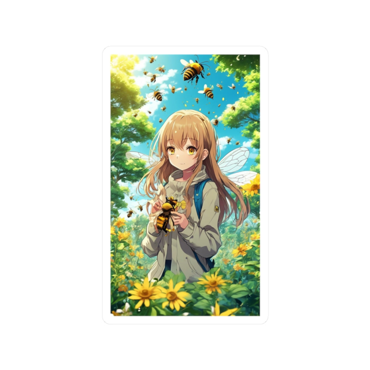Bee Fairy Garden Anime Nature Art Sticker