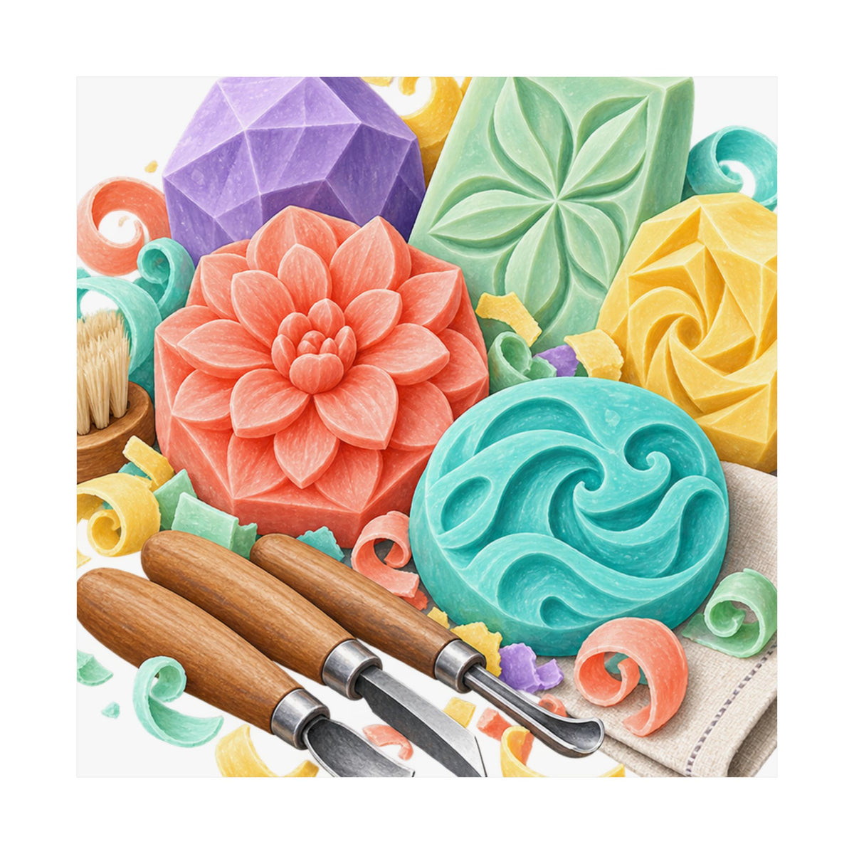 Colorful Soap Carving Workshop Poster