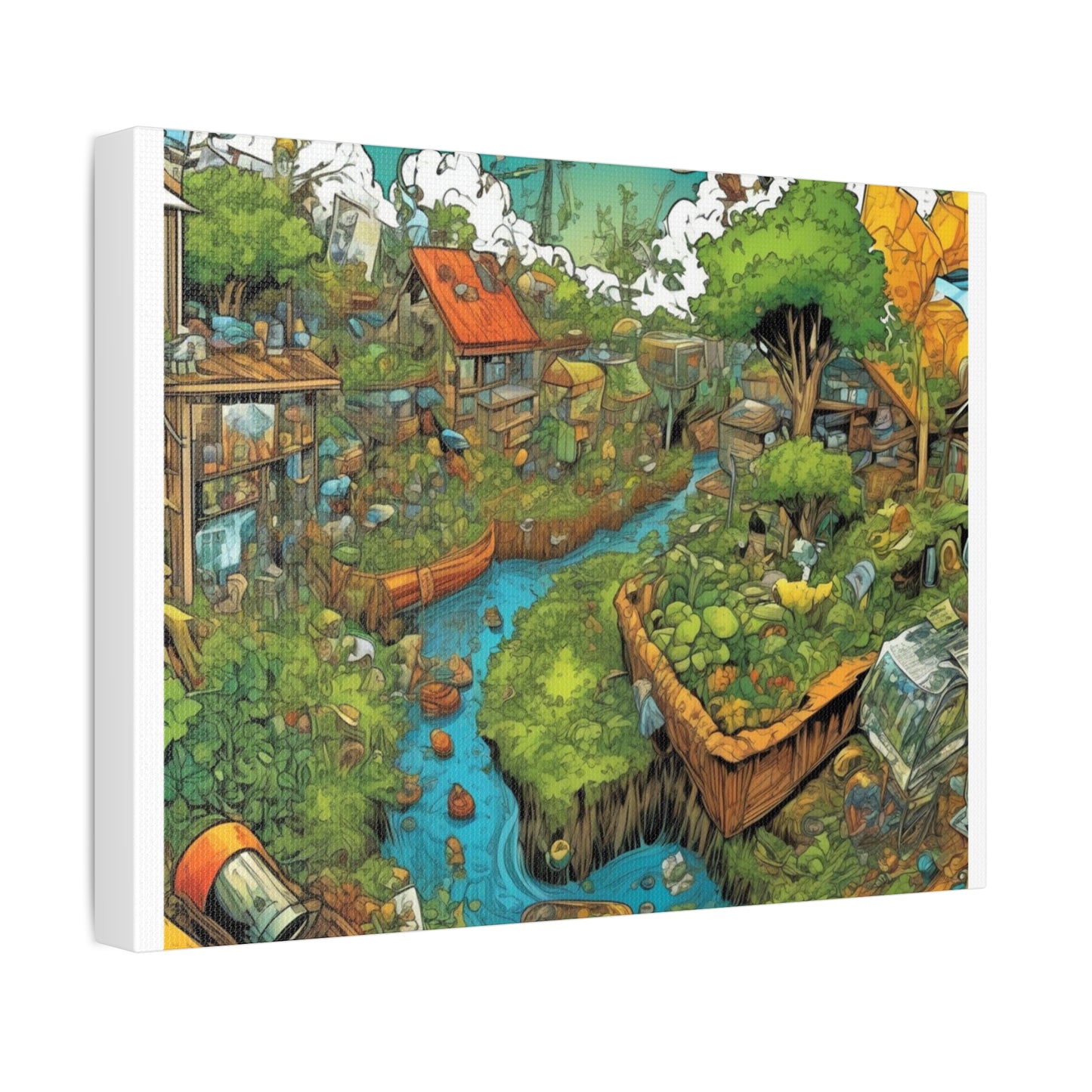 Whimsical Garden Stream Nature Gift Art Canvas