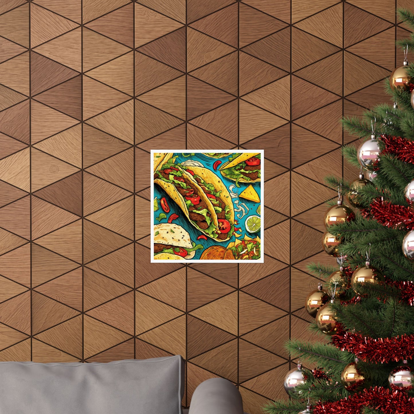 Taco Party Pattern Foodie Gift Art Poster