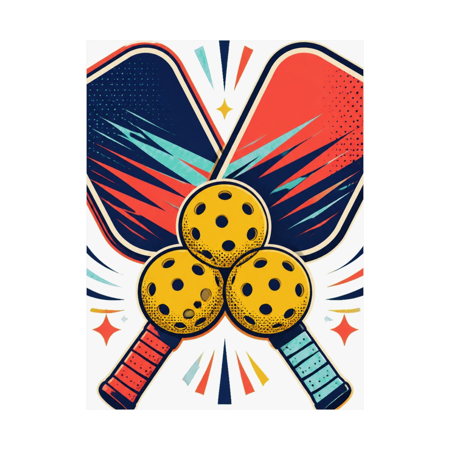 Retro Pickleball Paddles Recreational Sports Art Poster
