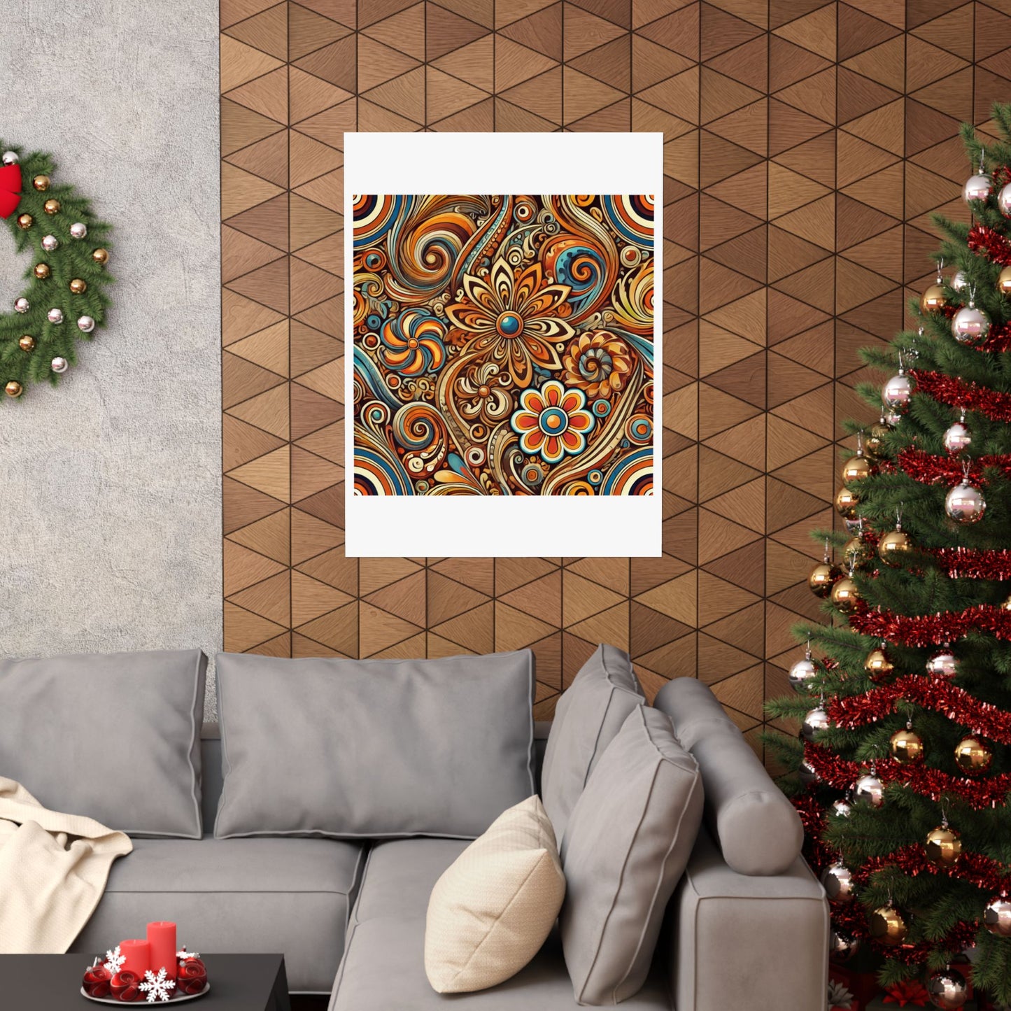 Ornate Abstract Floral Paisley Pattern Poster