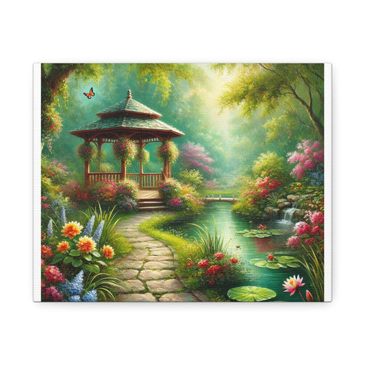 Spring Garden Gazebo Floral Landscape Canvas