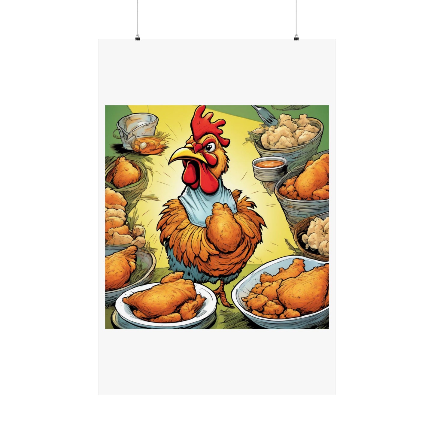 Funny Chicken Fried Food Comfort Food Art Poster