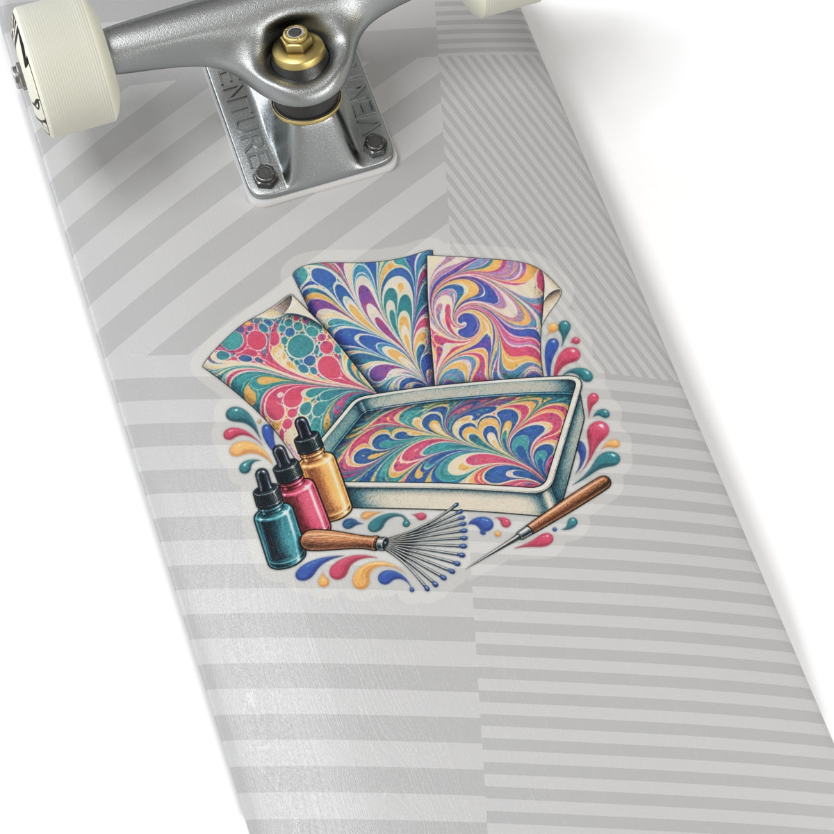 Colorful Paper Marbling Workshop Sticker