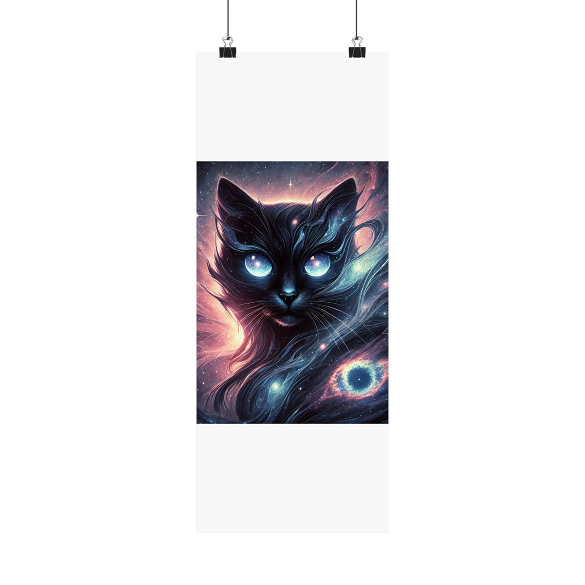 Cosmic Black Cat Galaxy Celestial Wall Art Poster