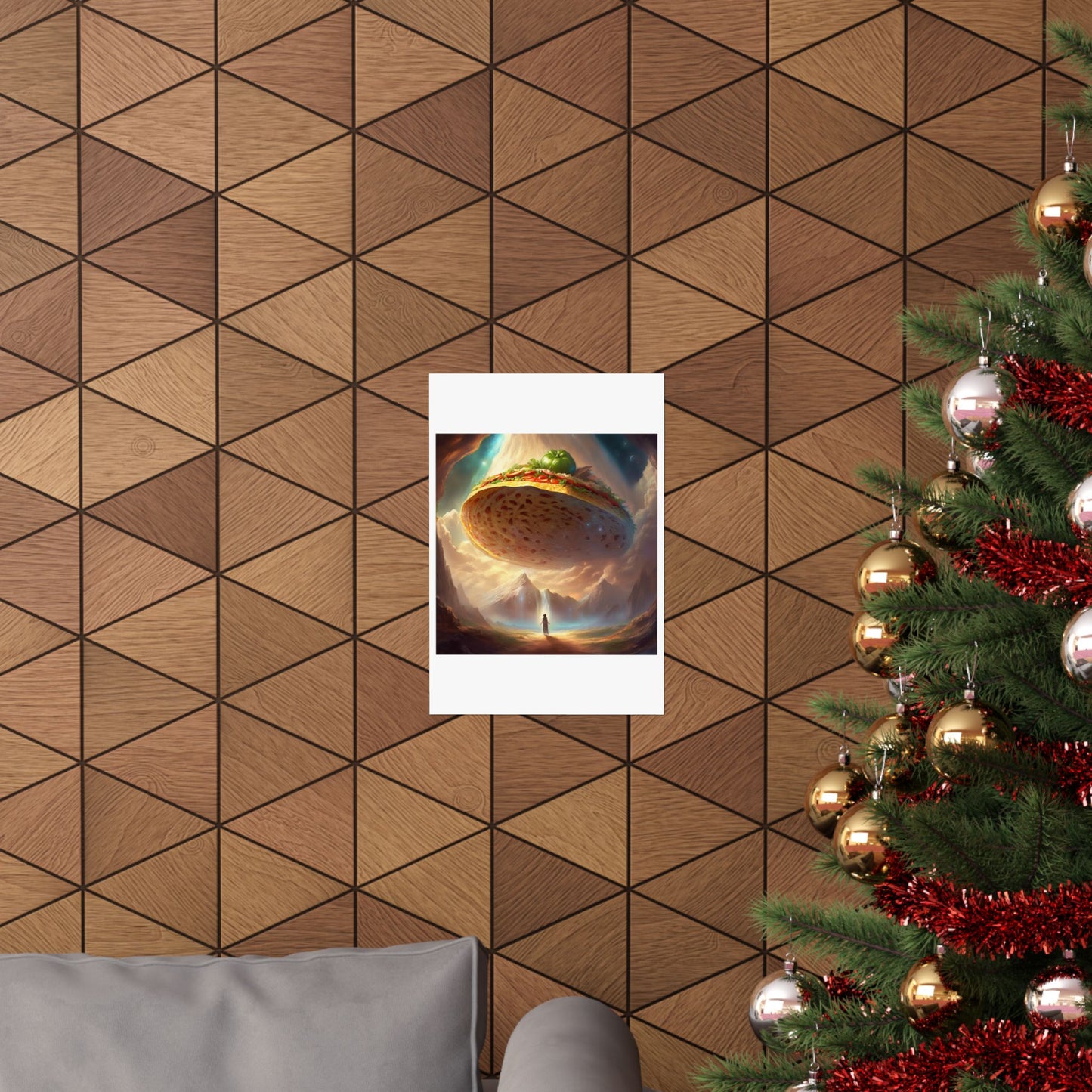 Cosmic Taco UFO Surreal Food Fantasy Art Poster