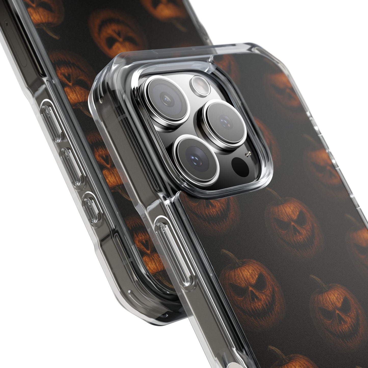 Magnet Cover, Halloween Pumpkin Spooky Phone Case, Horror Jack-O-Lantern Black Case, Magnetic Clear Impact Cover, Scary Cellphone Slim