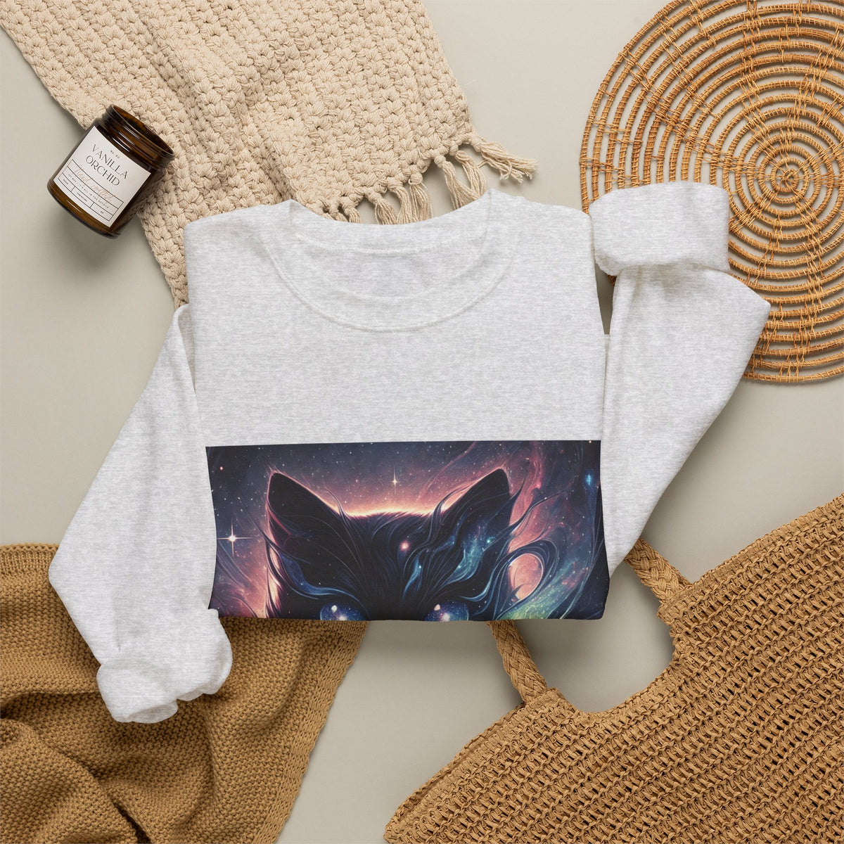 Cosmic Black Cat Galaxy Celestial Sweatshirt