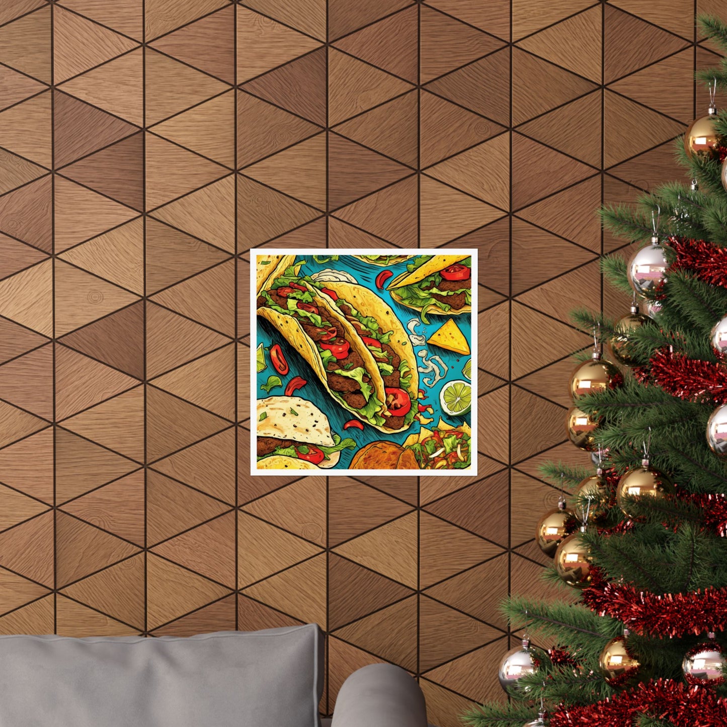 Taco Party Pattern Foodie Gift Art Poster