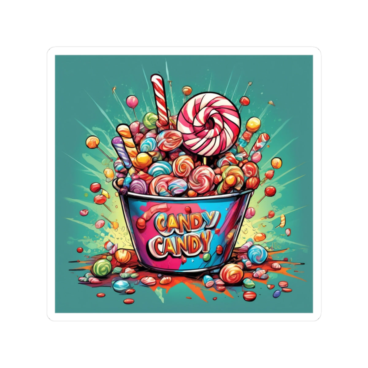 Holiday Candy Bucket Sweets Gift Art Sticker