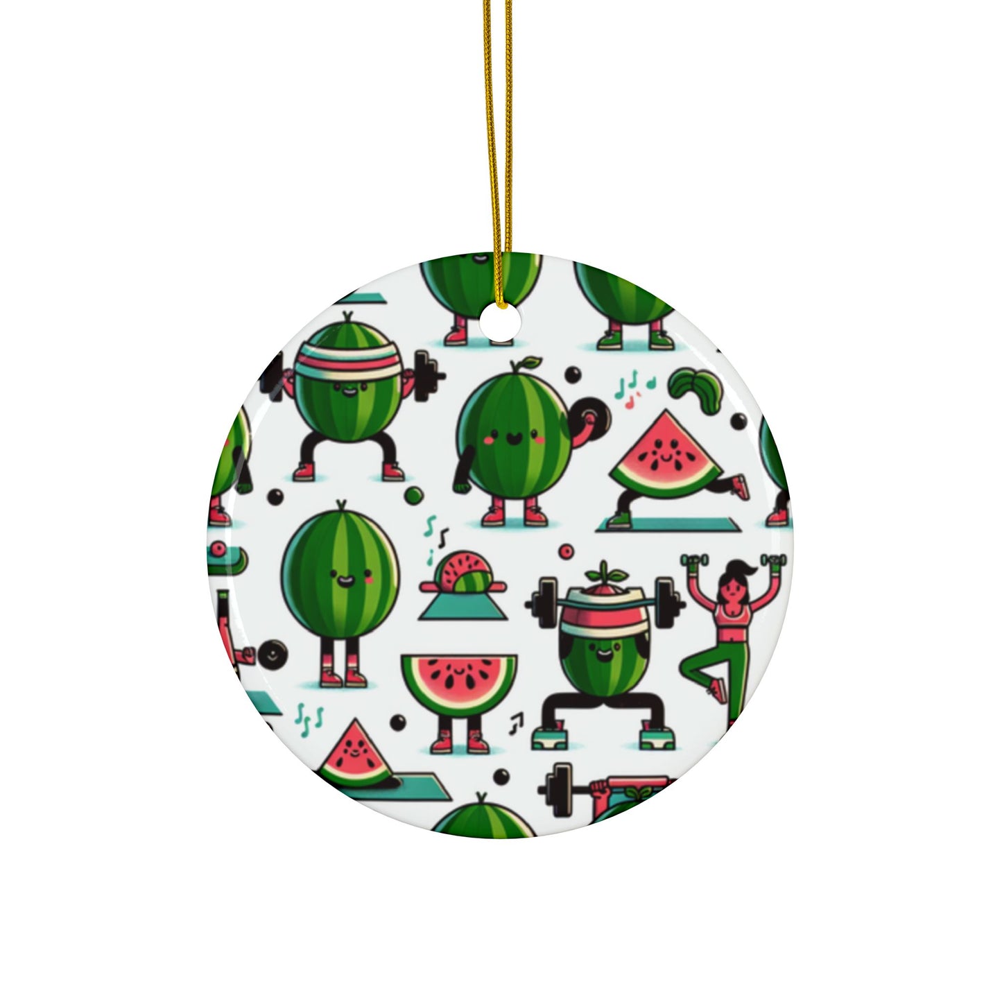 Watermelon Workout Club Ceramic Ornament, Holiday Keepsake and Gift