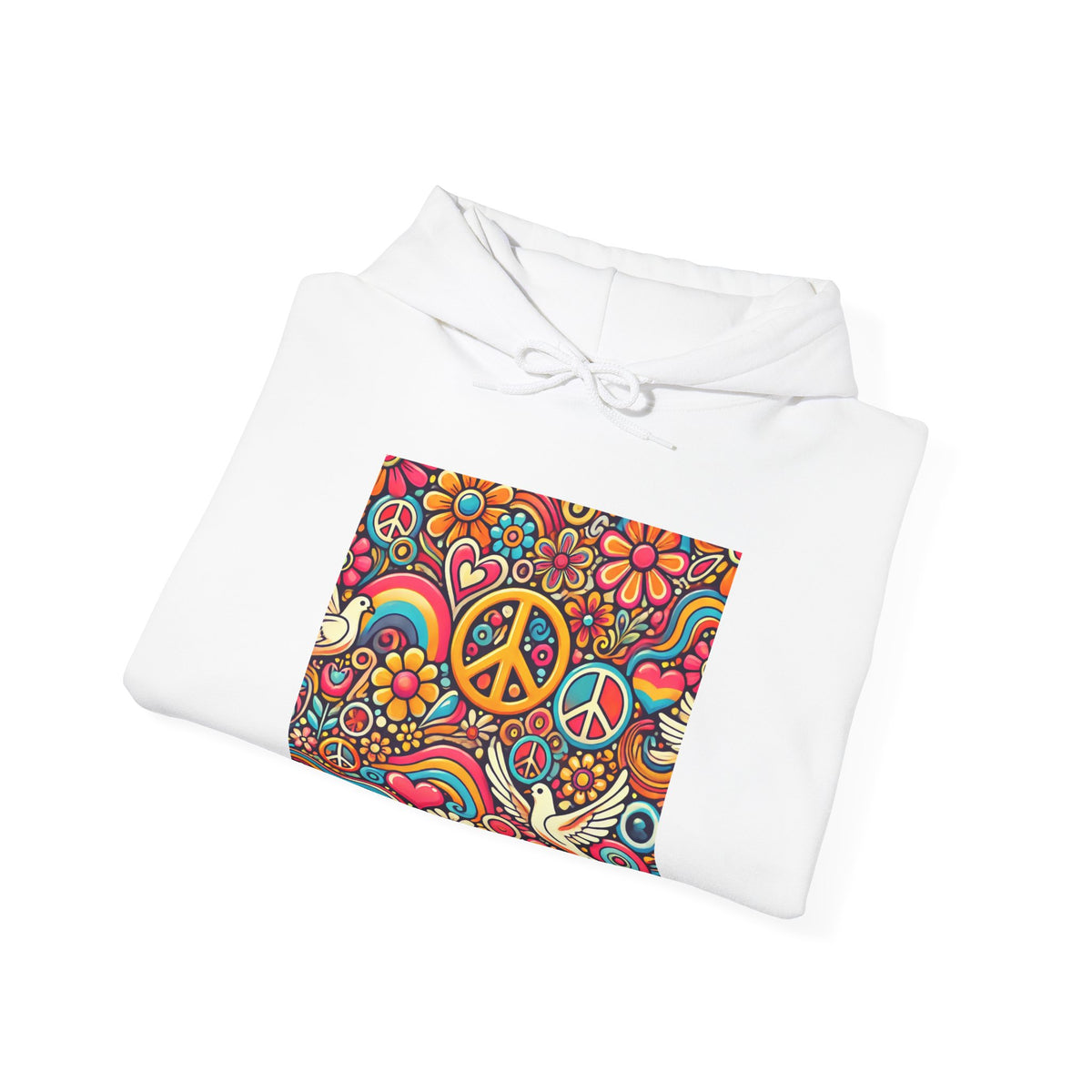 Colorful Peace Floral Pattern Hoodie