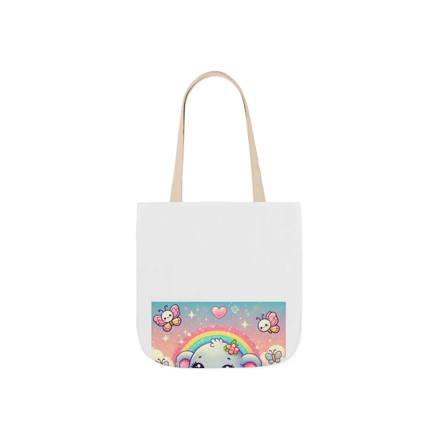 Pastel Rainbow Baby Elephant Floral Canvas Tote Bag