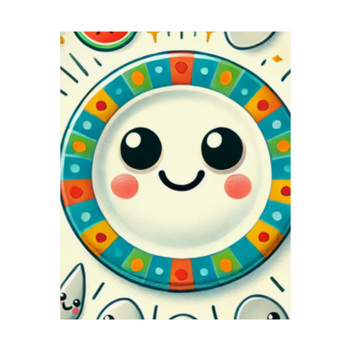 Happy Little Kitchen Club Kawaii Food Poster Kitchen Wall Art Decor