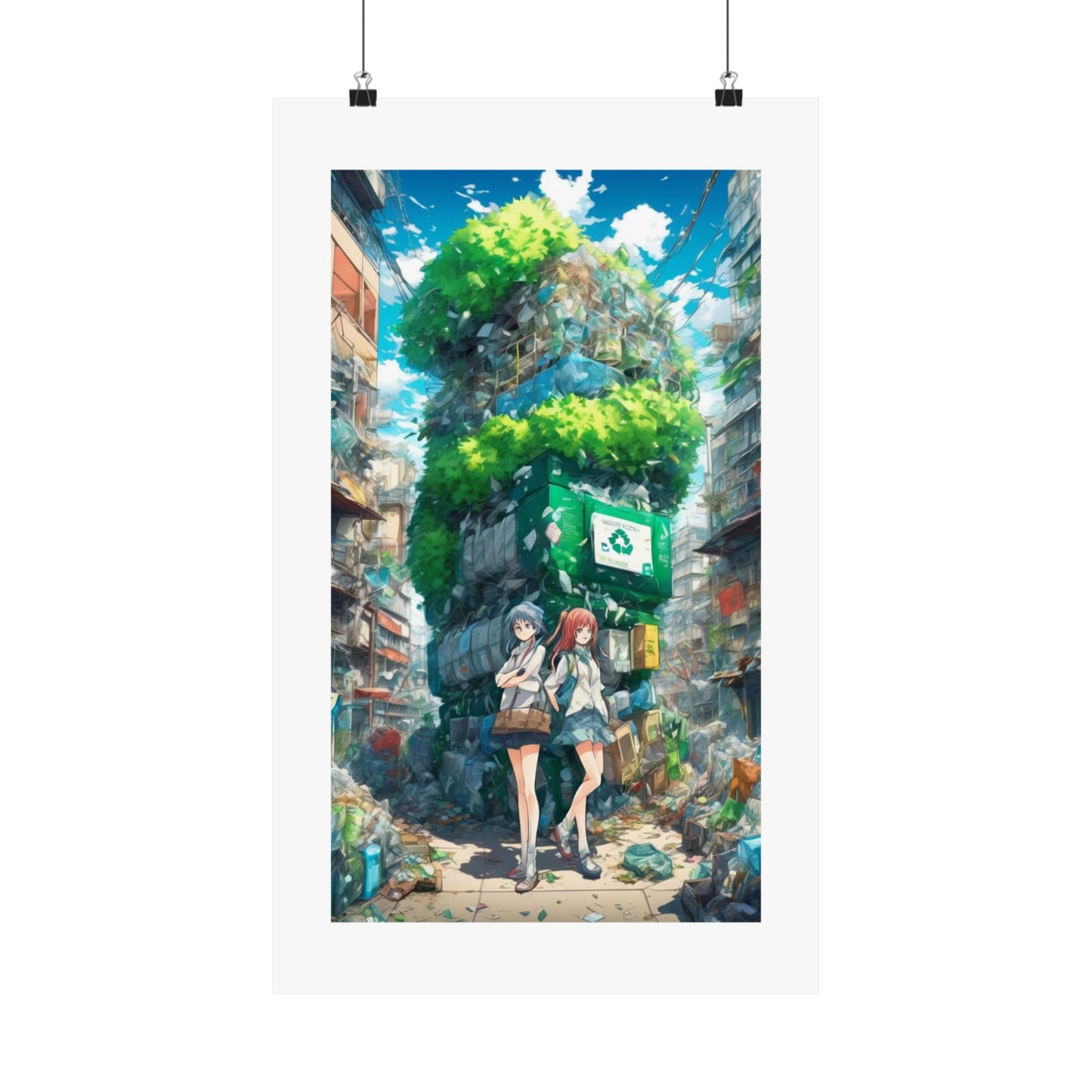 Urban Recycling Anime Friends Green City Wall Poster