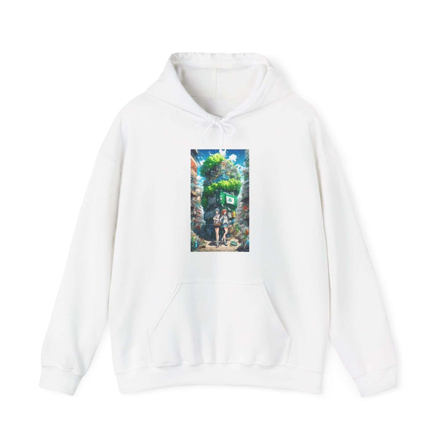 Urban Recycling Anime Friends Eco Graphic Hoodie