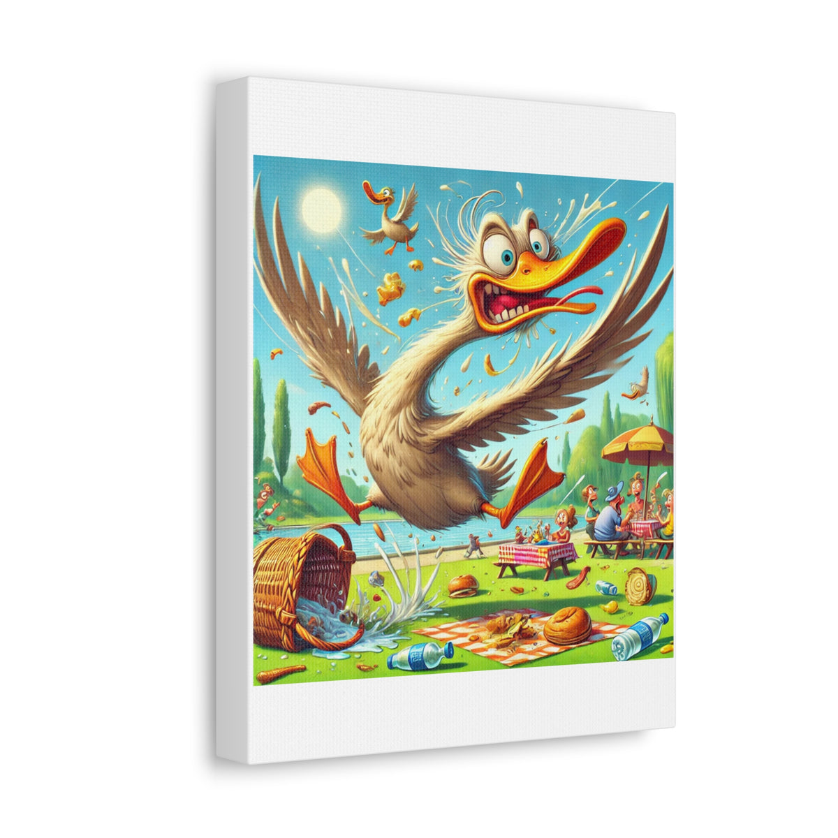 Chaotic Picnic Duck Funny Summer Canvas Wall Art