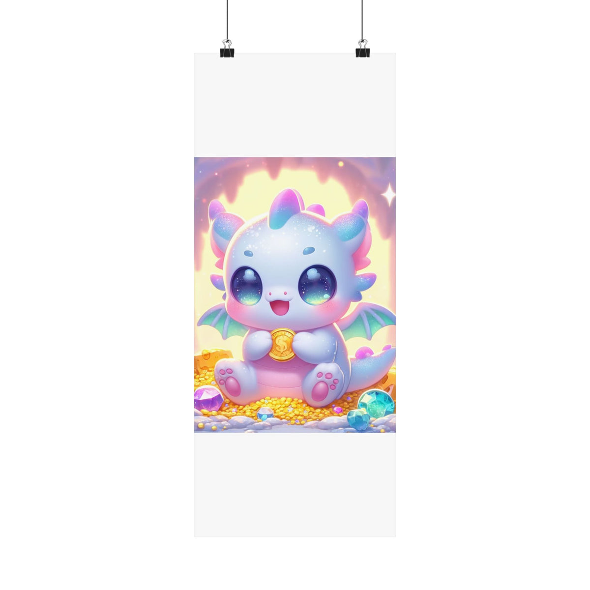 Pastel Treasure Dragon Kawaii Fantasy Wall Art Poster