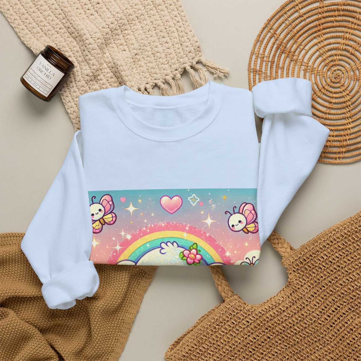 Pastel Rainbow Baby Elephant Floral Sweatshirt