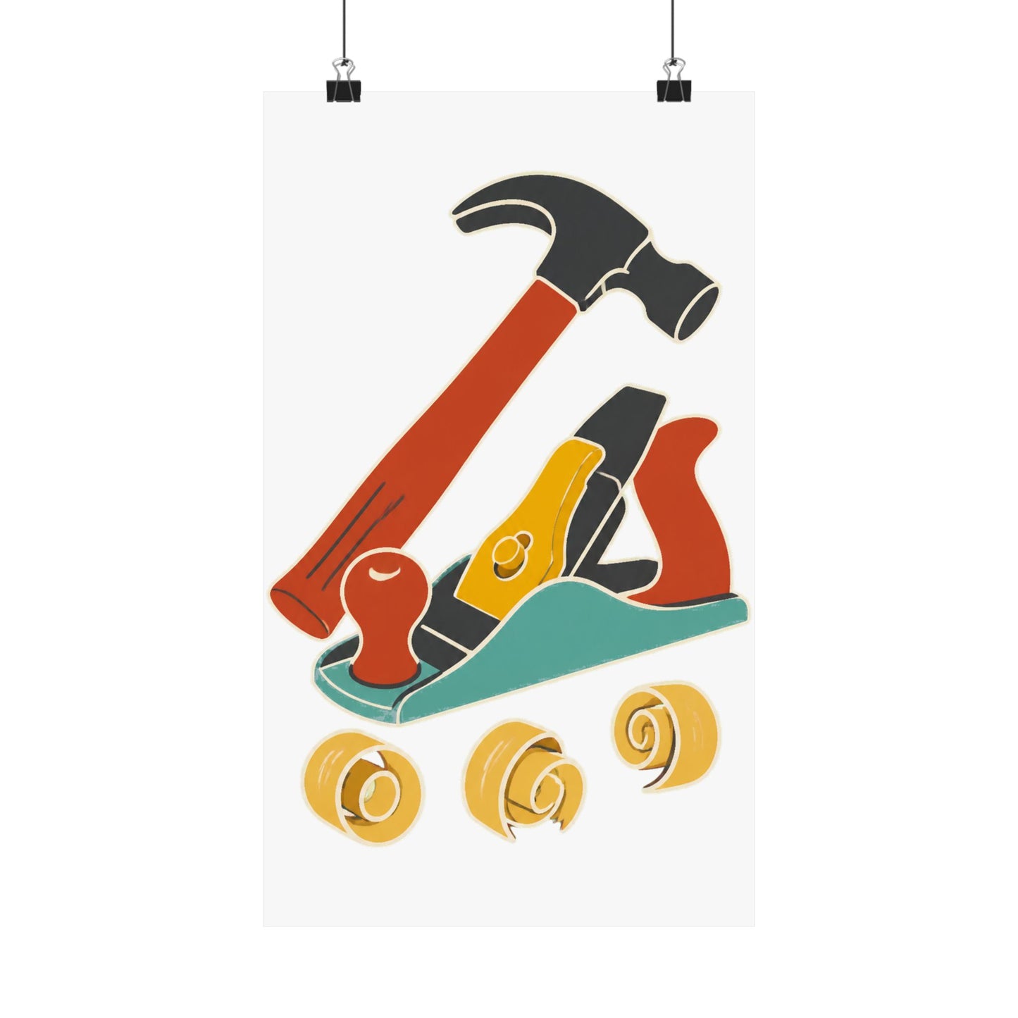Carpenter Hammer Hand Plane Woodworking Art Poster