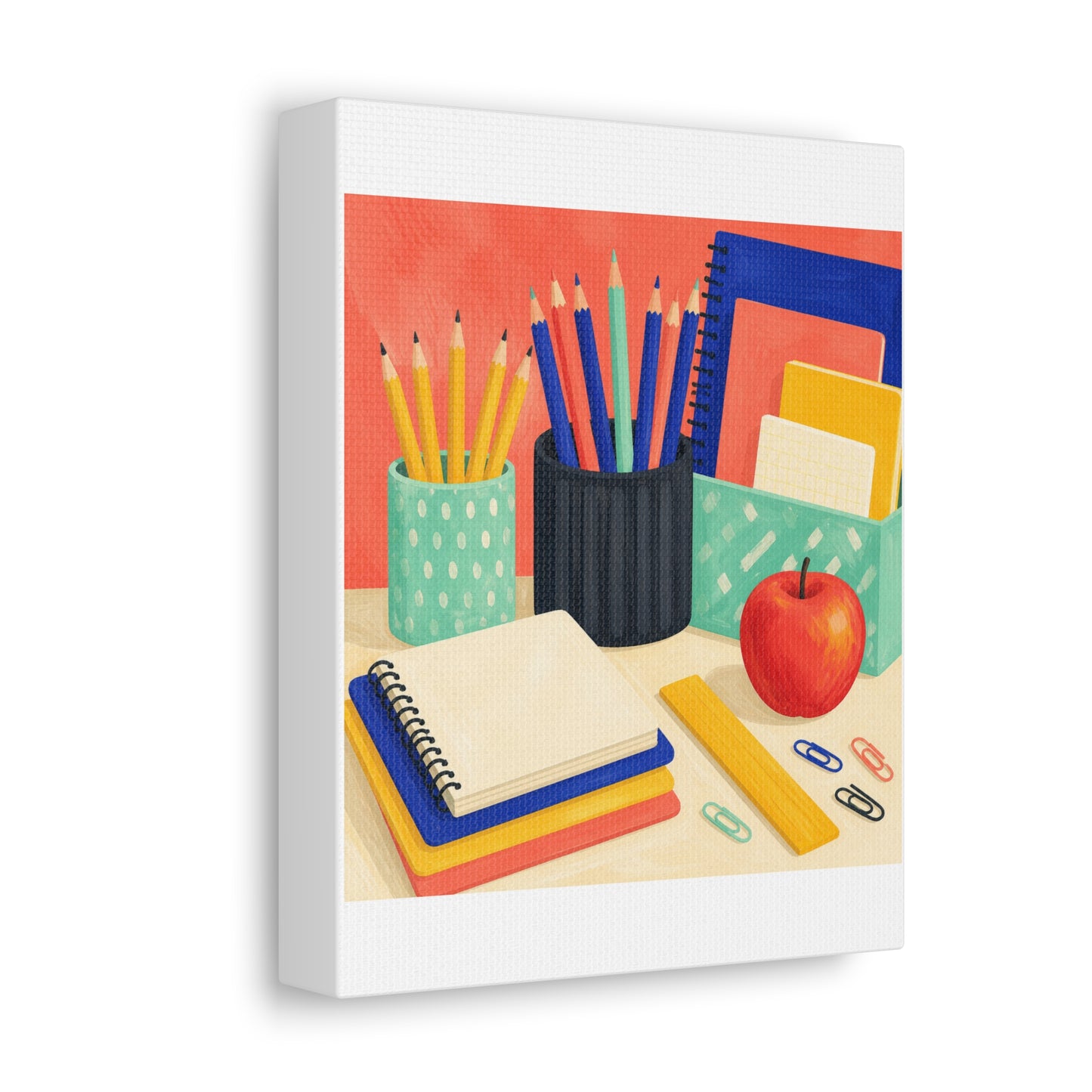 Colorful Teacher Desk Supplies Art Canvas Art