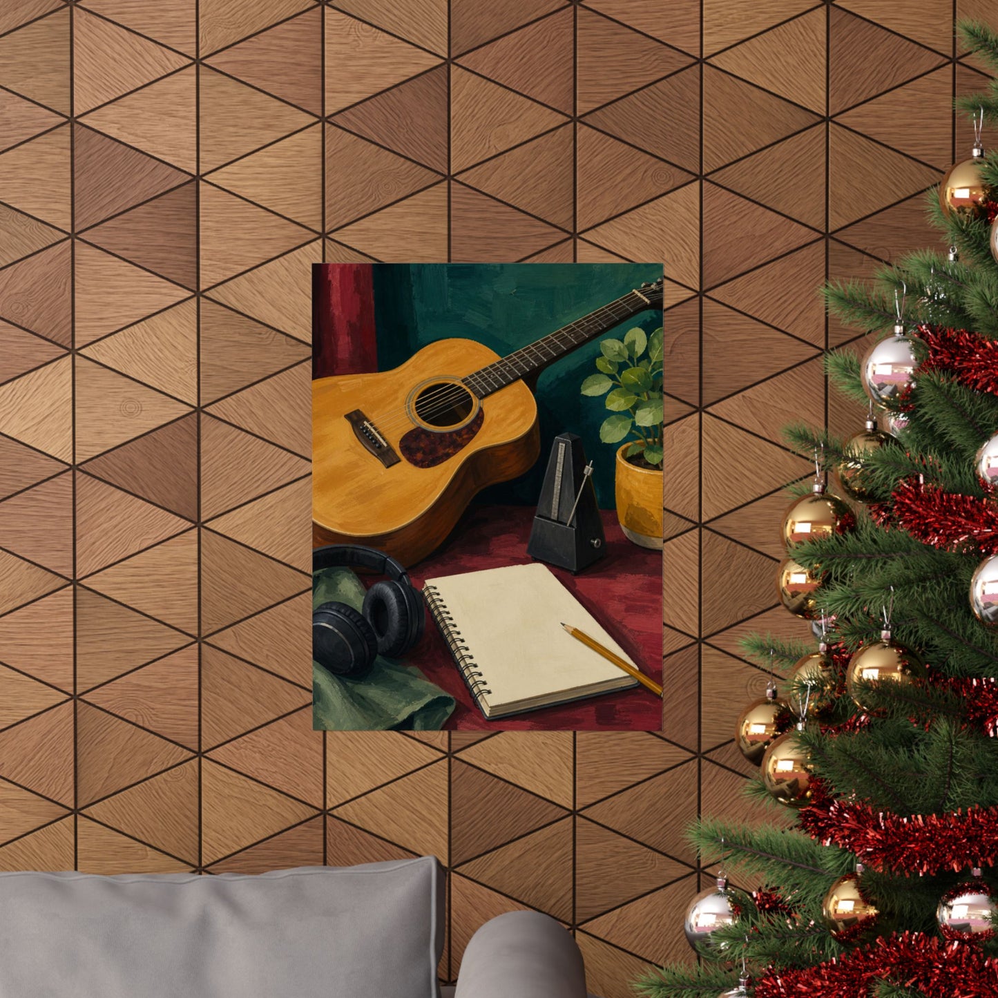 Cozy Acoustic Music Practice Art Poster