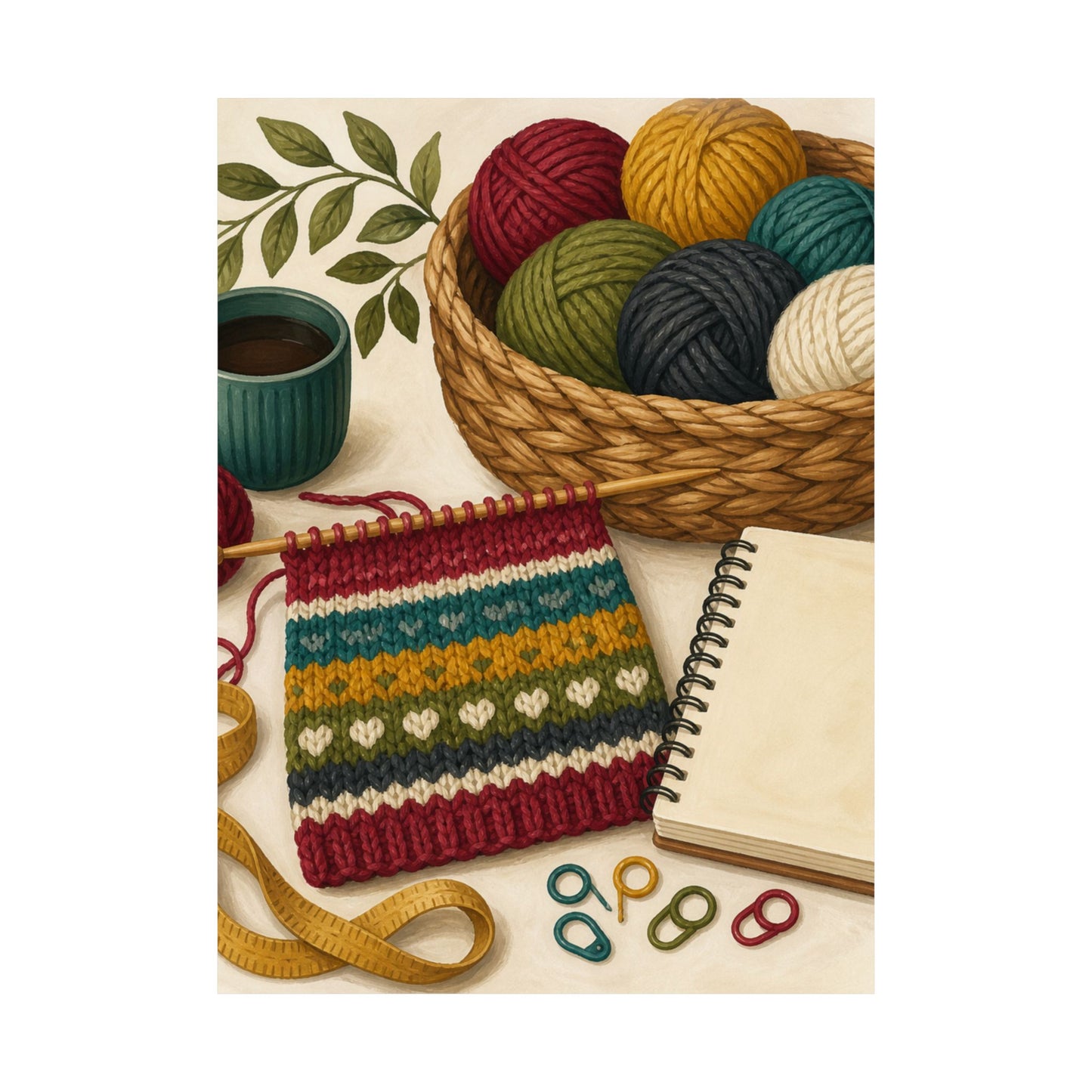 Cozy Knitting and Yarn Hobby Art Poster