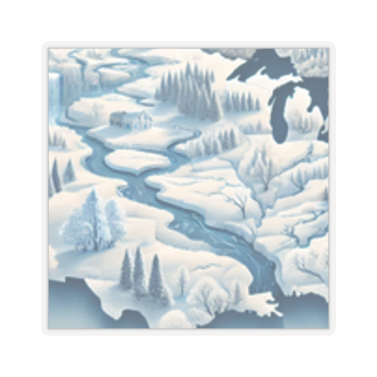 Winter USA Dreamscape Snowy Map Sticker for Laptop Water Bottle