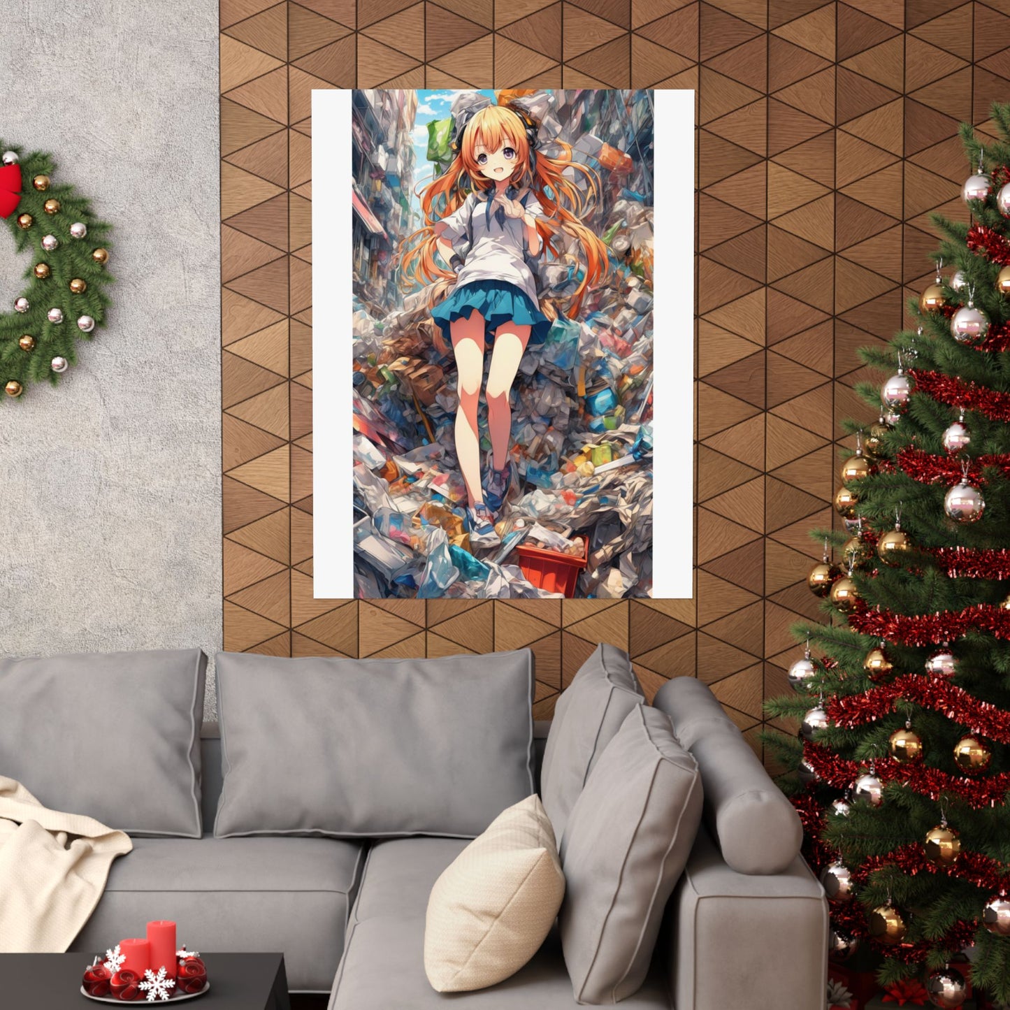 Recycling Rescue Anime Heroine Eco Street Art Poster