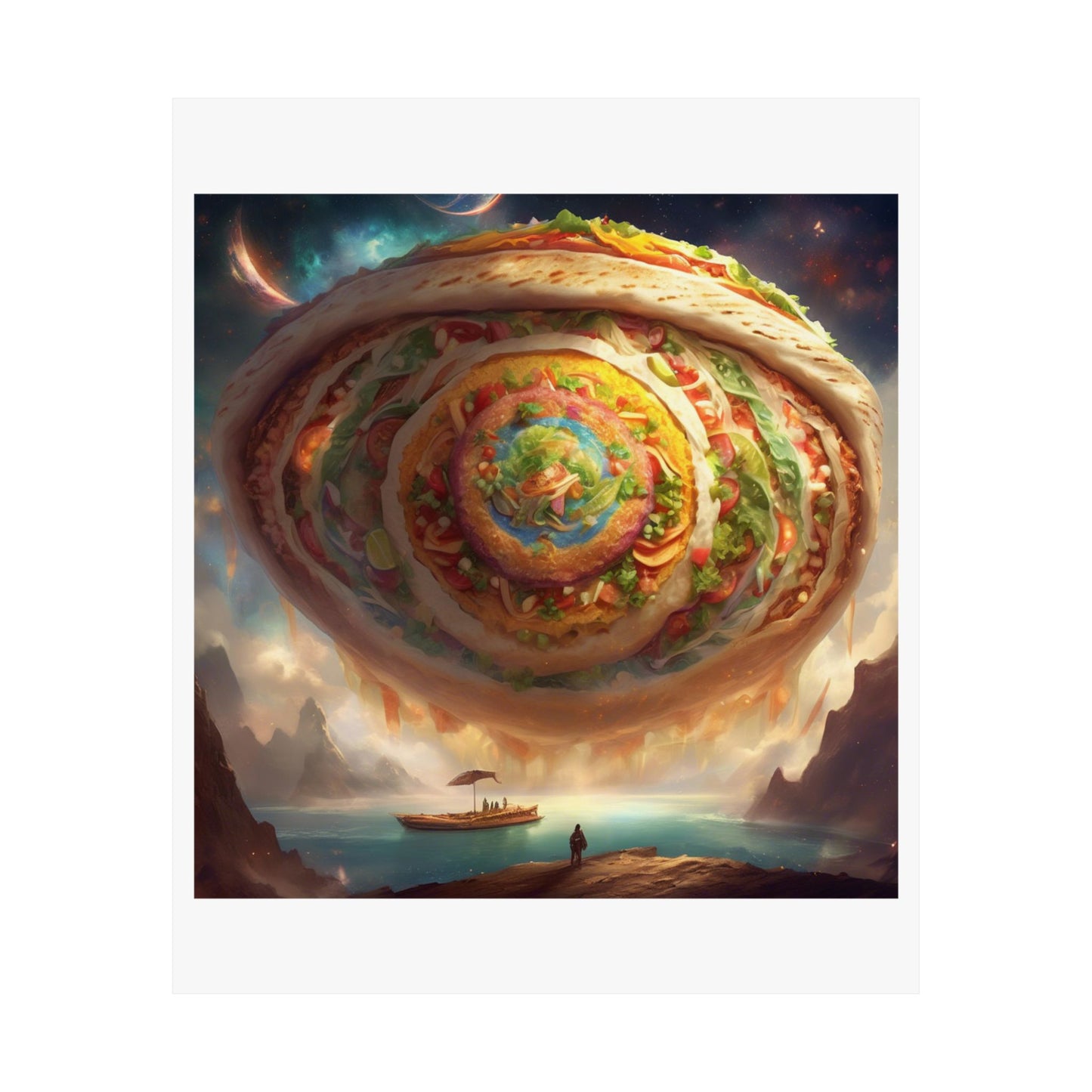 Cosmic Taco Portal Surreal Food Fantasy Art Poster