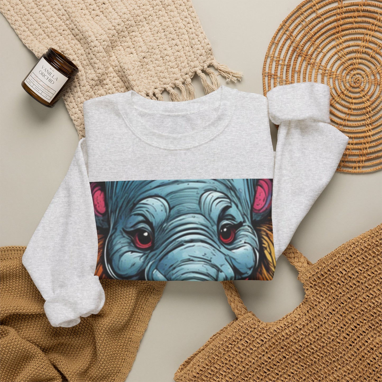Colorful Elephant Garden Parade Cute Wildlife Art Sweatshirt