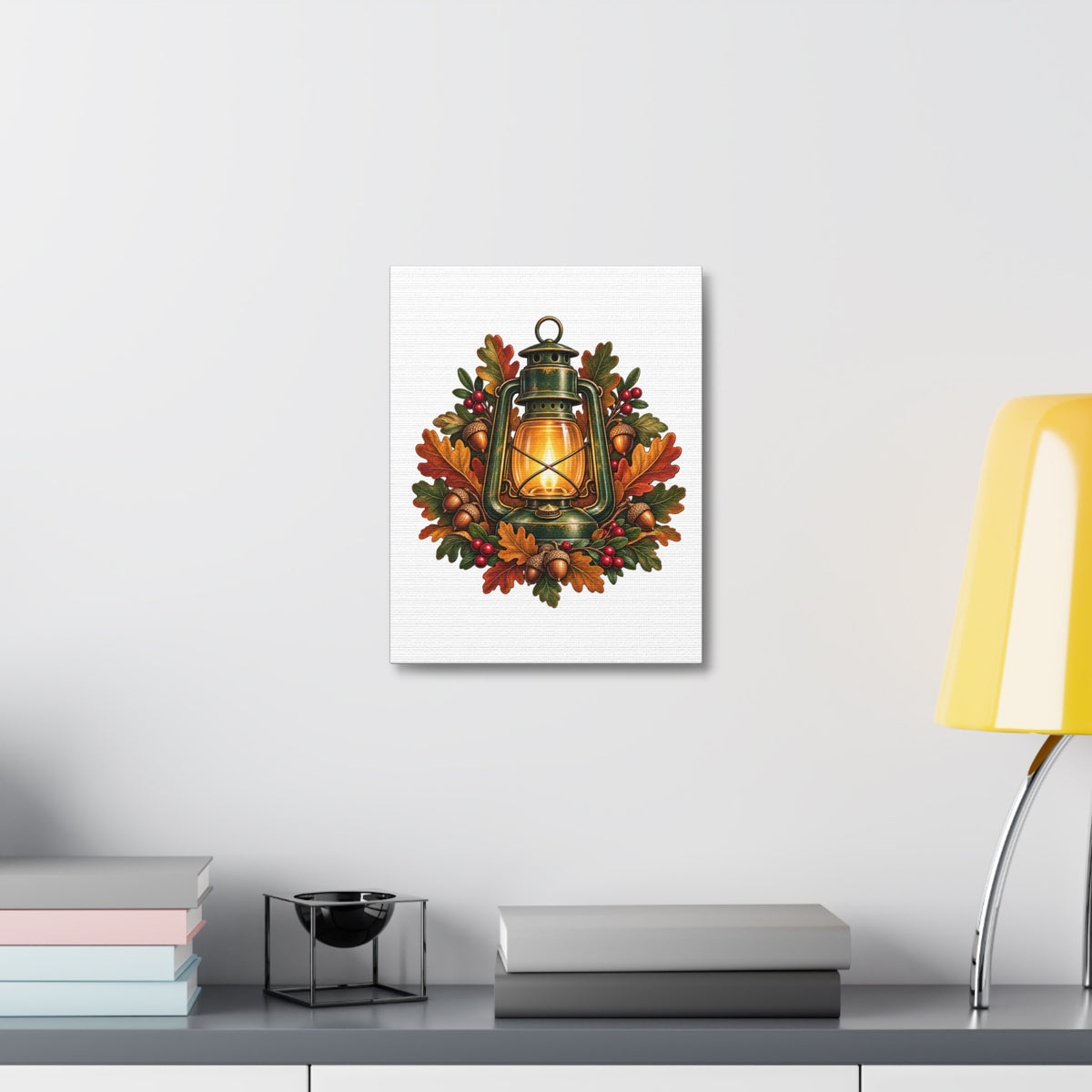 Autumn Oak Lantern and Acorns Canvas