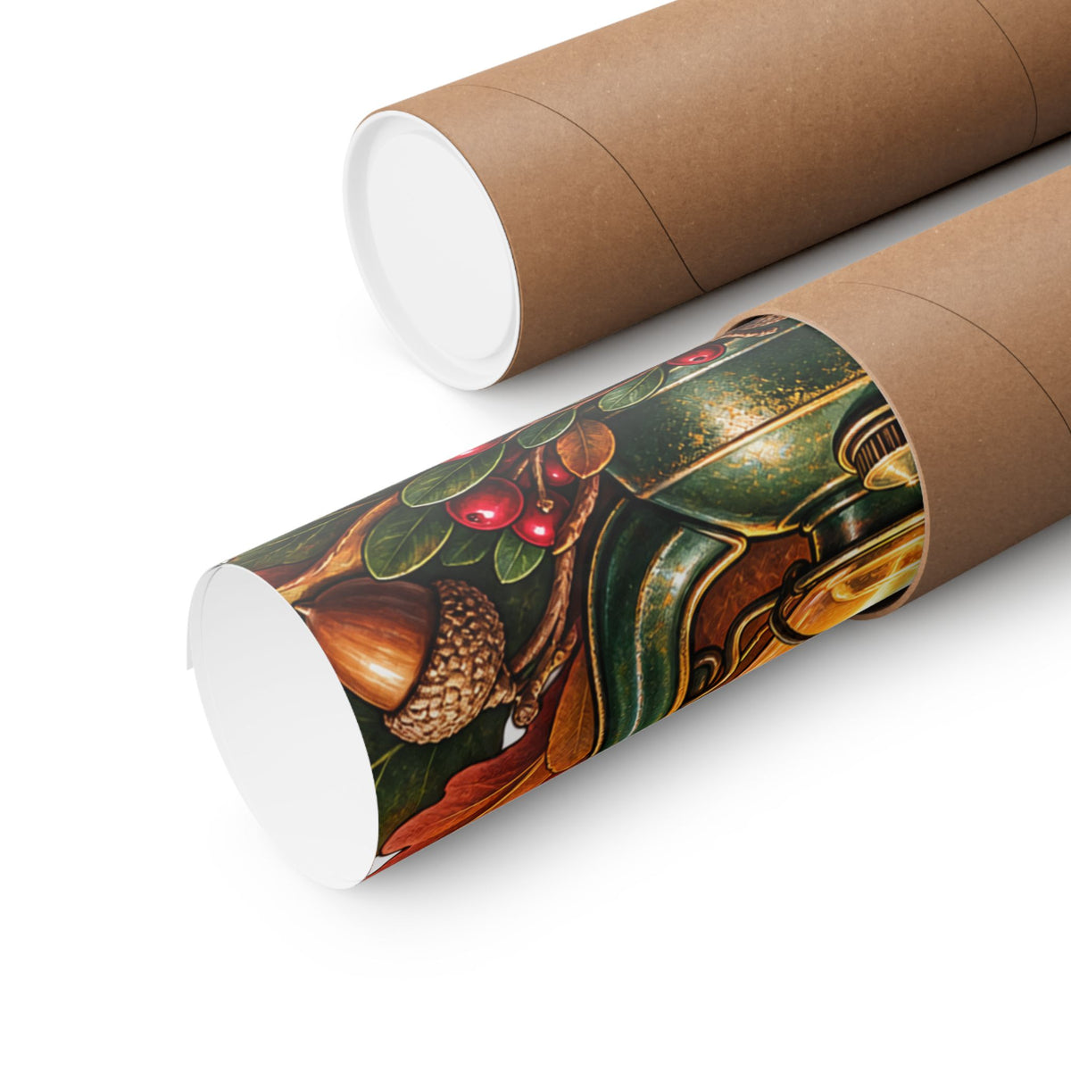 Autumn Oak Lantern and Acorns Poster