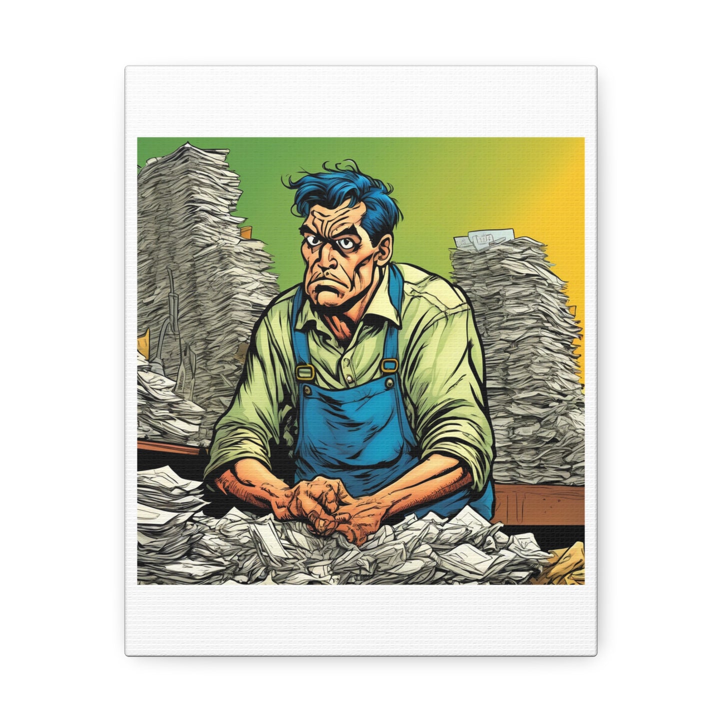 Paperwork Chaos Desk Worker Funny Office Art Canvas